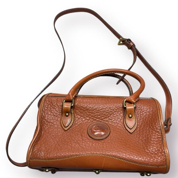 Dooney & Bourke Vintage Satchel Crossbody All‎ Weather Leather Acorn Brown - Picture 1 of 6